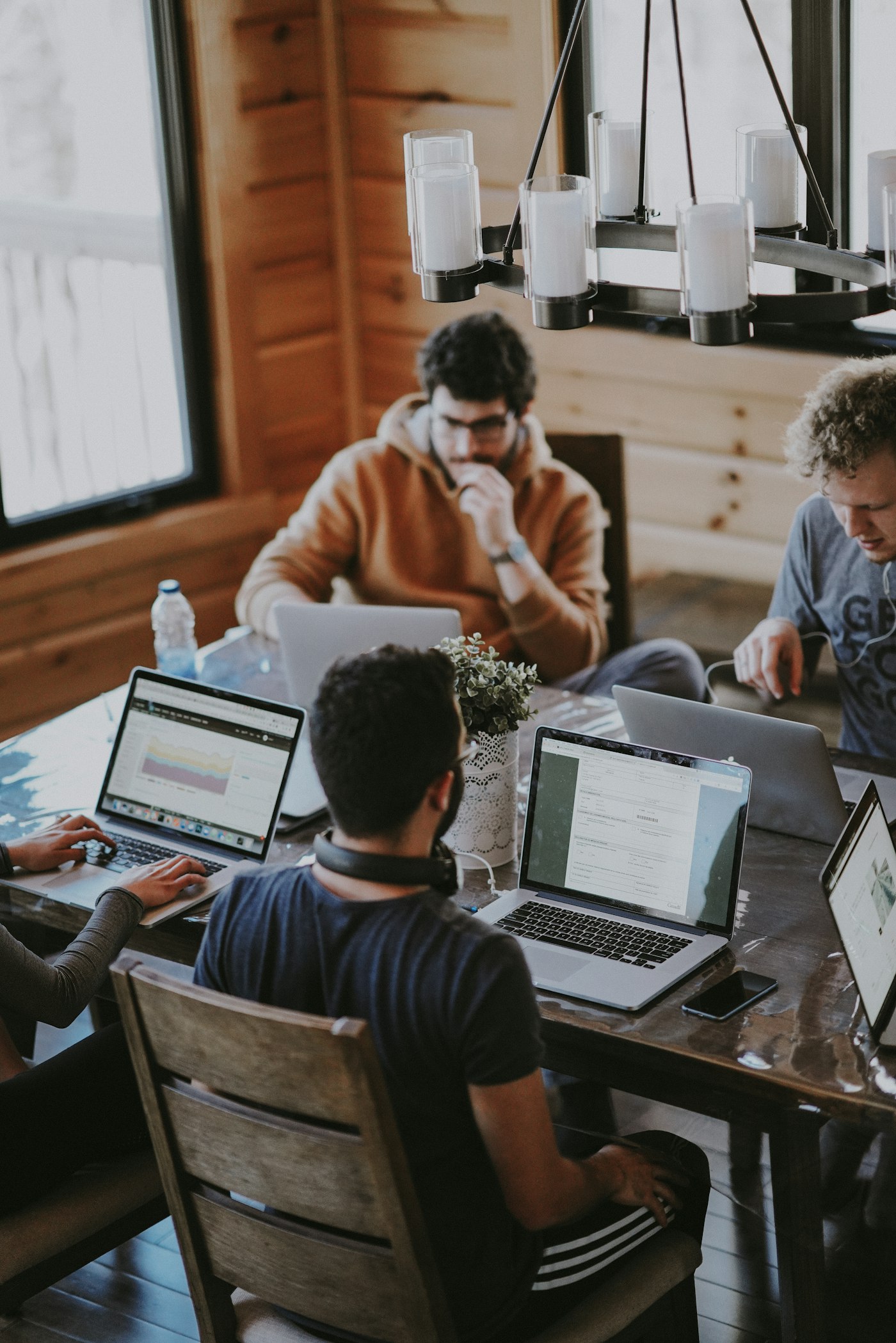 Business professionals collaborating around a table